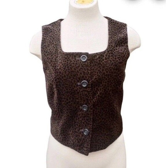 Campagnie Internationale Express Tailleur Leopard Print Vest Size 7/8 1990s vint - Picture 1 of 8
